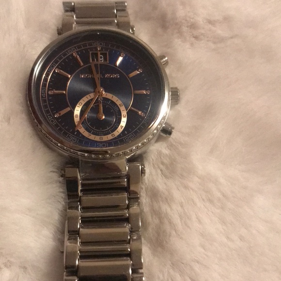 Michael Kors Sawyer Blue Dial Stainless Steel Chronograph Womens Watch - Picture 4 of 7